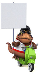 Fun 3D cartoon illustration of a Trex rocker