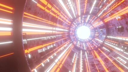 abstract background,Sci Fi Neon Glowing Laser beam on Showroom Parking Tube Doors.vertical geometric wallpaper.3D rendering illustration.
