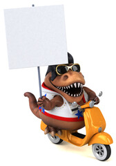 Fun 3D cartoon illustration of a Trex rocker