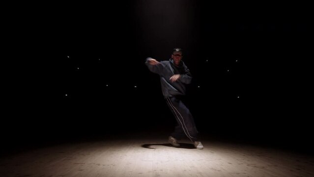 teen boy is dancing modern street style dance, hip-hop, breaking, animation movements
