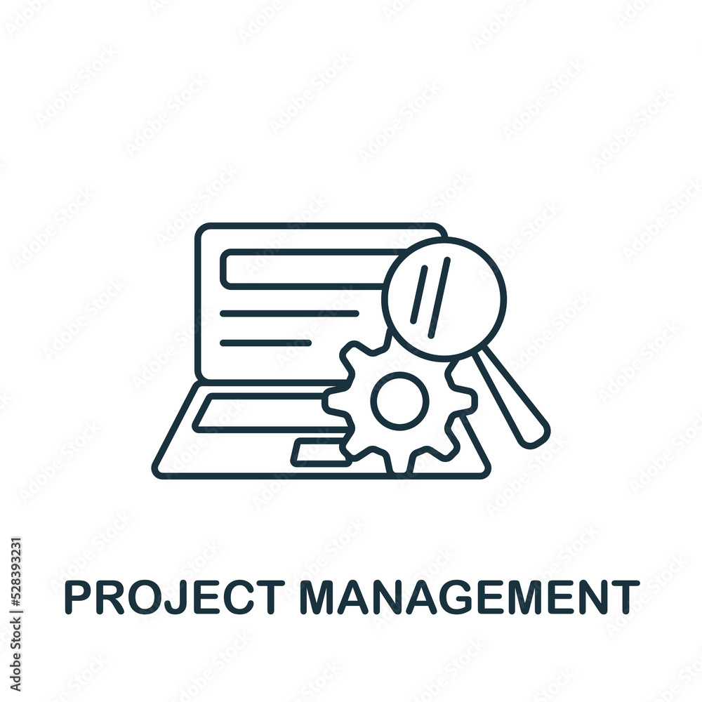 Poster project management icon. line simple web development icon for templates, web design and infographics