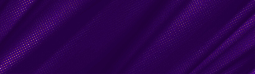 Luxury background with violet fabric folds with golden halftone. Vector illustration.