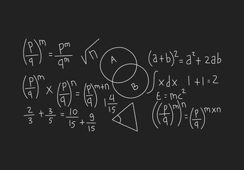 realistic math chalkboard background illustration