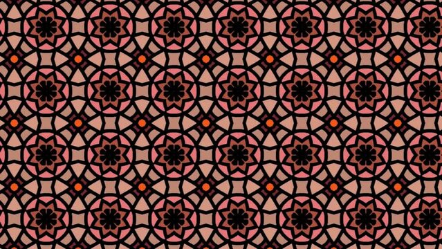 Modern Islamic geometric ornament slide animation. Seamless pattern illustration for design wrapping paper, wallpaper, carpet, and textile