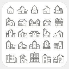 Houses icons set, Real estate, Line icon, EPS10