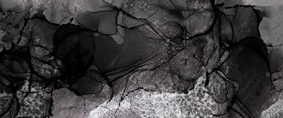 Elegant minimal alcohol ink background with dark colormix, black, minimalistic, book cover or brochure,  design elements, modern fluid art texture, hand drawn painting wallpaper, interior decoration