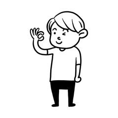 agreeing expression of cute boy character design