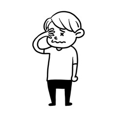 cry expression of cute boy character design