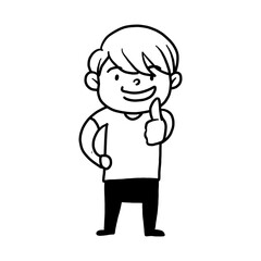 agreeing expression of cute boy character design