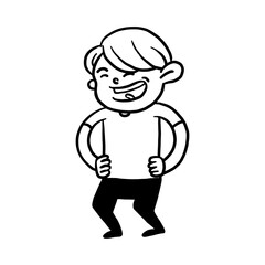 laughing expression of cute boy character design