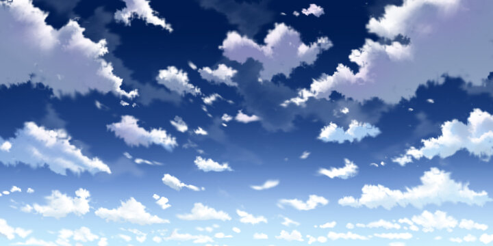 Afternoon clouds-Anime Style Background, Illustration