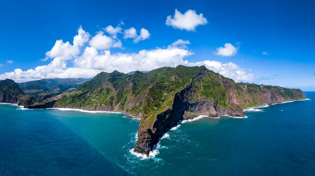 Aerial view of rocky coastline, Madeira, Portugal