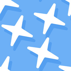 Modern seamless pattern with white stars on a blue background. Doodle vector illustration. Retro style.