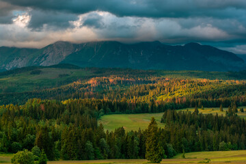 Beautiful clouds and sky over Tatra Mountains in Poland at summer