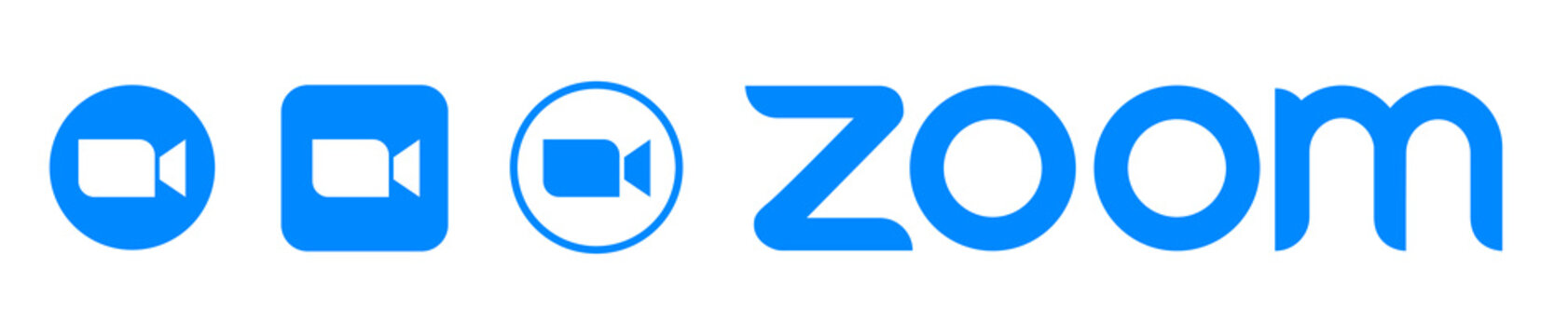 Zoom Video. Zoom camera icon - popular application for video communications platform. Blue camera icon. Platform for video and audio conferencing.