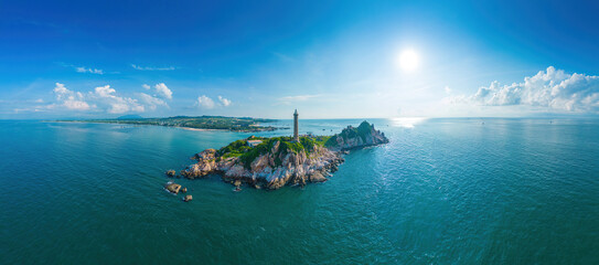 Fototapeta Panaroma of Ke Ga beach at Mui Ne, Phan Thiet, Binh Thuan, Vietnam. Ke Ga Cape or lighthouse is the most favourite destination for visitors to La Gi, Binh Thuan Province. Travel concept. obraz