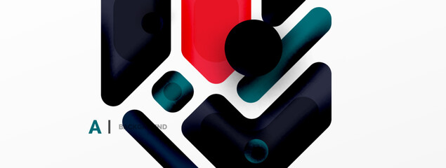 Minimal geometric abstract background. Colorful geometric blocks. Lines, squares and triangles composition wallpaper