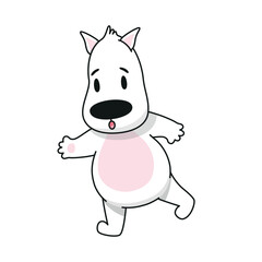 Naklejka premium A cute cartoon white dog. Vector illustration.