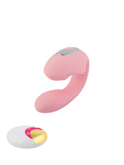 Dildo for vaginal and clitoral stimulation isolated in white.