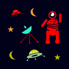 Set of space technology element vector