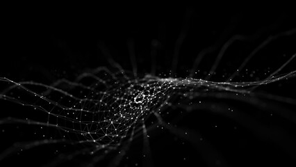 3D digital circular dynamic wave. Technology smart wave. Seamless flow digital structure. Cyber technology background. 3D rendering.