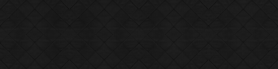 Fototapeta na wymiar Black anthracite gray dark seamless natural cotton linen textile fabric texture pattern, with diamond rhombic background banner panorama