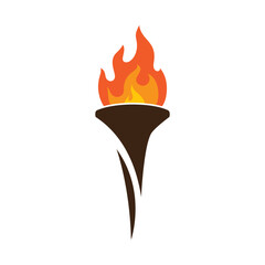 Illustration of torch fire icon - obrazy, fototapety, plakaty