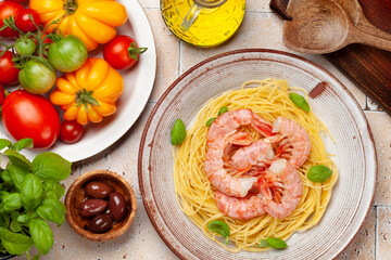 Pasta with shrimps