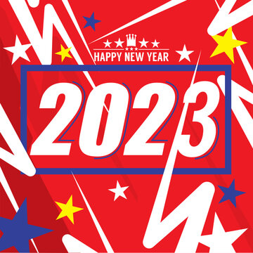 Happy New Year 2023 Celebration Card Vector Illustration.