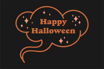 Happy Halloween, text in lblak with glitter. Halloween handwritten typography for flyer, poster, greeting card, banner. Handmade decorative design element.