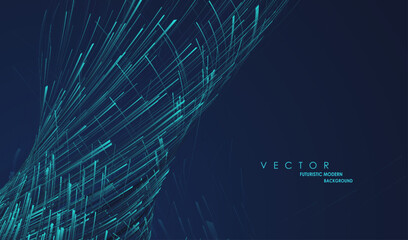 Glowing lines on blue background