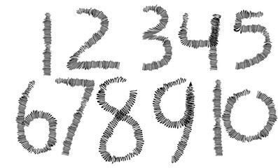 vector set number abstract scribble from pencil. Hand drawing number vectors , on white background.