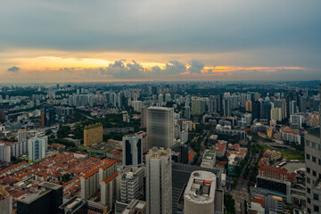 Fototapeta na wymiar Cityview of Singapore central and residencial area at dusk. 