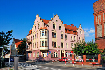 Naklejka premium Old town in Zlotoryja, Lower Silesian Voivodeship, Poland.