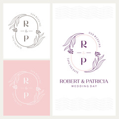 Elegant and eye-catching R and P monogram wedding logo