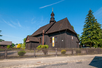Fototapeta premium Wooden church of St. Nicholas, Chruscin, Lodz Voivodeship, Poland