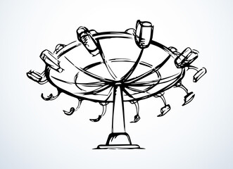 Spinning carousel. Entertainment vector drawing