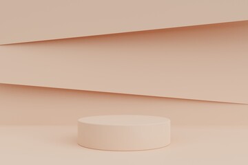 Minimalist cylinder podium pedestal product display on pastel paper cut background 3d rendering