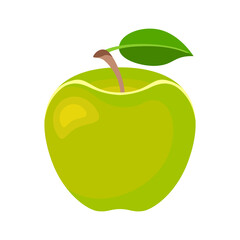 Green apple. Fruit in a simple flat style isolated on white. Icon vector illustration.