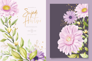 beautiful purple daisy background and wreath frame design