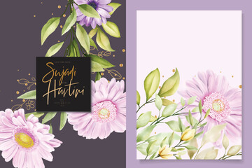 beautiful purple daisy background and wreath frame design