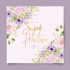 beautiful purple daisy background and wreath frame design