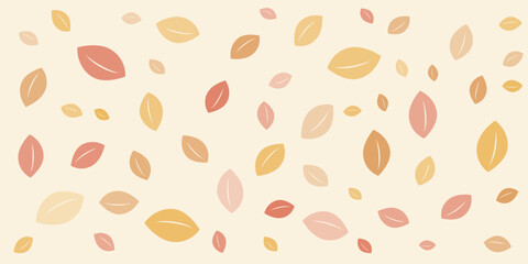 Retro Style Texture of Many Colorful Fallen Leaves of Various Sizes - Pattern Background Design, Seasonal Wallpaper Template for Web in Editable Vector Format