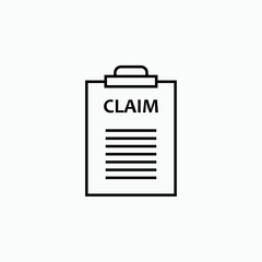 Claim Icon - Vector. Presented in Line Art Style.   
