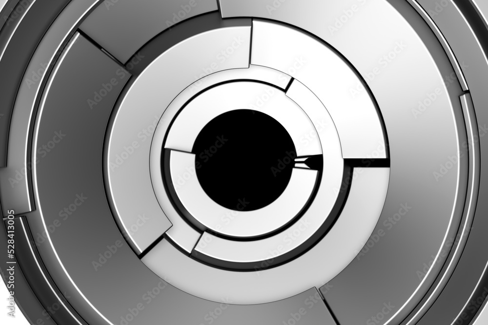 Poster abstract surface background with metal rings come from center. modern and clean business style conce