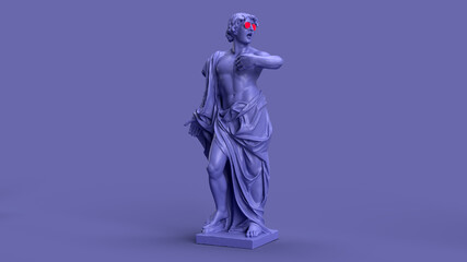 3d render, Very Peri color violet statue in motion