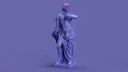 Papier Peint photo Pantone 2022 very peri 3d render, Very Peri color violet statue in motion