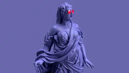 Cercles muraux Pantone 2022 very peri 3d render, Very Peri color violet confused woman statue