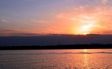 sunset over the river