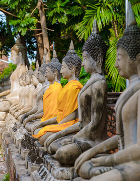 Ayutthaya, Thailand Wat Yai Chaimongkol, Buddha statue outside temple